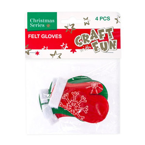 Christmas Decorations Felt Glove 4pcs