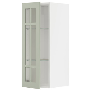 METOD Wall cabinet w shelves/glass door, white/Stensund light green, 30x80 cm