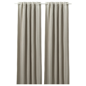 ANNAKAJSA Room darkening curtains, 1 pair, light grey, 145x300 cm