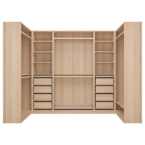 PAX Corner wardrobe, white stained oak effect, 113/276/113x201 cm