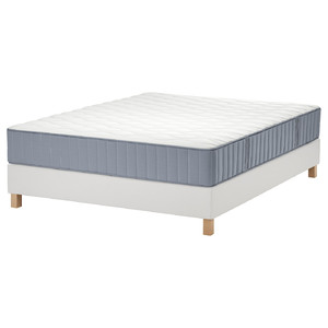 LYNGÖR Divan bed, Vågstranda medium firm/light blue white, 140x200 cm