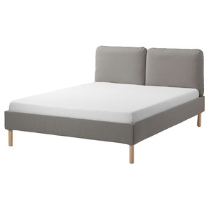 SAGESUND Upholstered bed frame, Diseröd brown,140x200 cm