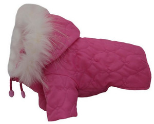 Grande Finale Quilted Dog Coat with Hood Size 4, pink