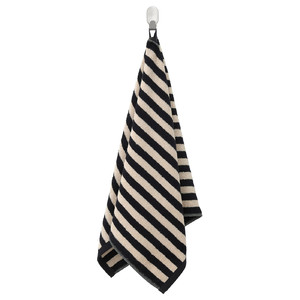 SLÅNHÖSTMAL Hand towel, black/light beige striped, 50x100 cm