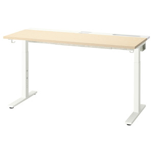 MITTZON Desk, birch veneer/white, 140x60 cm