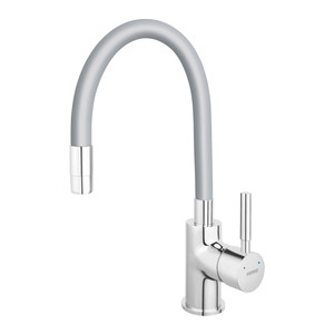 Ferro Kitchen Tap 2-Spray Zorba, flexible spout, grey