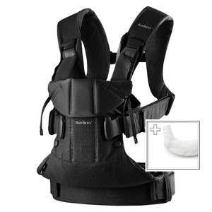 BABYBJÖRN - Baby Carrier ONE Black, Cotton Mix with Bib for Baby Carrier One 0-36m