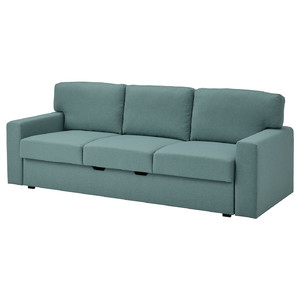 BÅRSLÖV 3-seat sofa-bed, Tibbleby light grey-turquoise