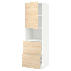 METOD / MAXIMERA Hi cab f micro w door/2 drawers, white/Askersund light ash effect, 60x60x200 cm