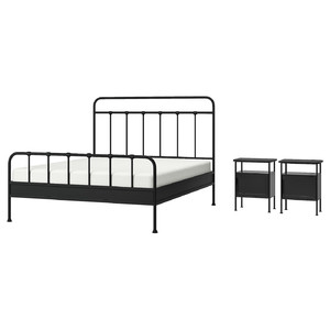STJÄRNÖ / GRÅFJÄLLET Bedroom furniture, set of 3, anthracite, 160x200 cm