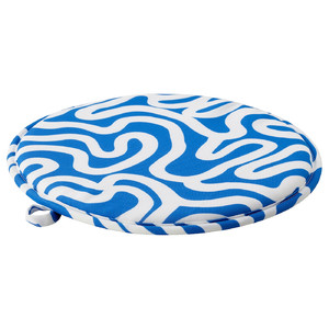 ÄNGSFRÄKEN Chair pad, blue/white, 36 cm