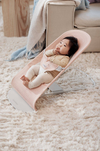 BABYBJORN Bouncer Balance Soft Light grey frame, Mesh, Pearly pink/White