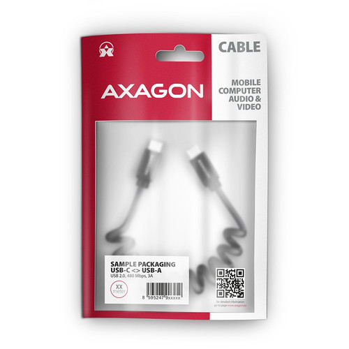 AXAGON USB Cable BUCM-CM20TB cable Twister USB-C USB-C, 1.1