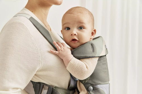 BABYBJÖRN Baby Carrier MINI Cotton, Khaki/Green Print, 0+