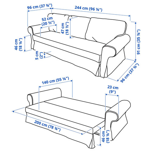 VRETSTORP 3-seat sofa-bed, Karlshov grey-beige