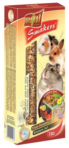 Vitapol Smakers Snack for Rodents & Rabbits - Forest Fruit, Nut, Popcorn 3pcs