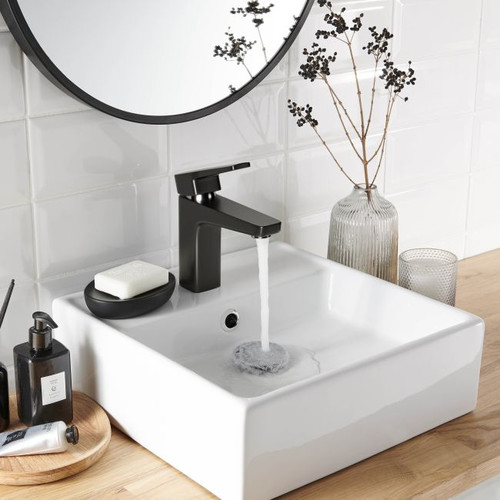 GoodHome Bathroom Wash-basin Tap Teesta M, black