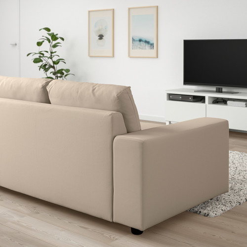 VIMLE 3-seat sofa-bed, with wide armrests/Hallarp beige