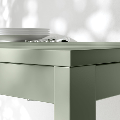 VIHALS / VIHALS Table and 4 chairs, green/white Tibbleby beige-grey, 120/180x74 cm