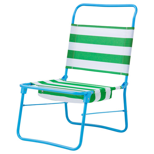 STRANDÖN Beach chair, white green/blue