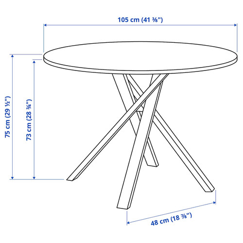 MARIEDAMM / LILLÅNÄS Table and 4 chairs, black marble effect/Gunnared dark grey chrome-plated, 105 cm