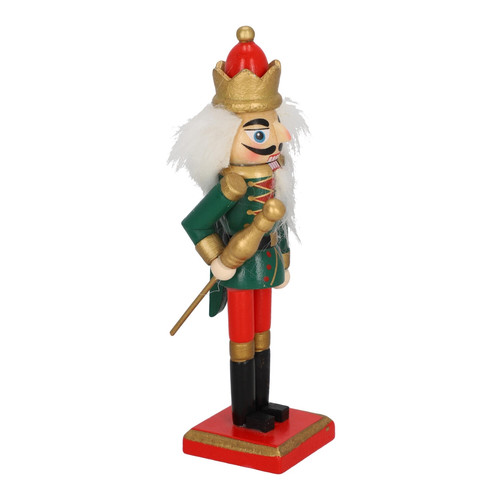 Nutcracker Christmas Decoration 15cm, green/crown