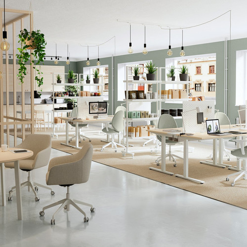 MITTZON Desk, birch veneer/white, 120x80 cm
