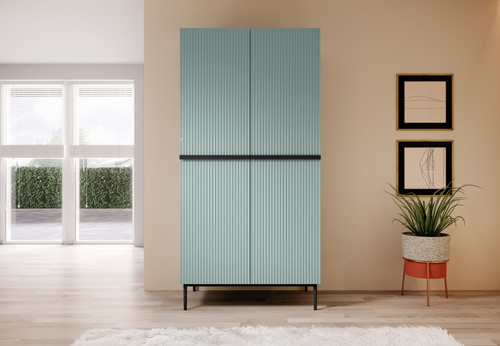 Wardrobe Nicole 100 cm, sage, black handls