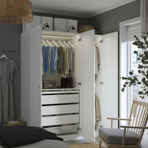 PAX / GULLABERG Wardrobe combination, white/white, 150x60x201 cm