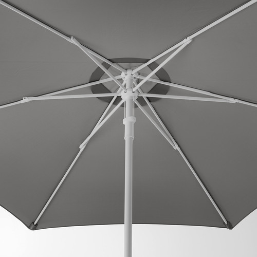 HÖGÖN / IGGÖN Parasol with base, grey/dark grey, 270 cm