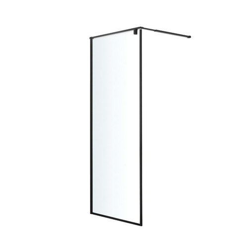 GoodHome Walk-in Shower Enclosure Ezili 90 cm, black/transparent