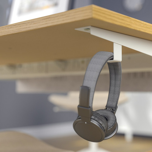 MITTZON Desk, oak veneer/white, 140x80 cm