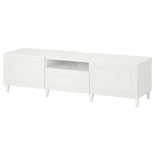 BESTÅ TV bench, white, Smeviken/Kabbarp white, 180x42x48 cm