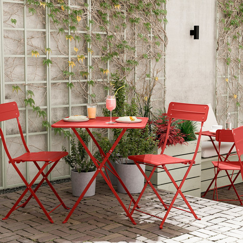 SUNDSÖ Folding chair, bright red outdoor