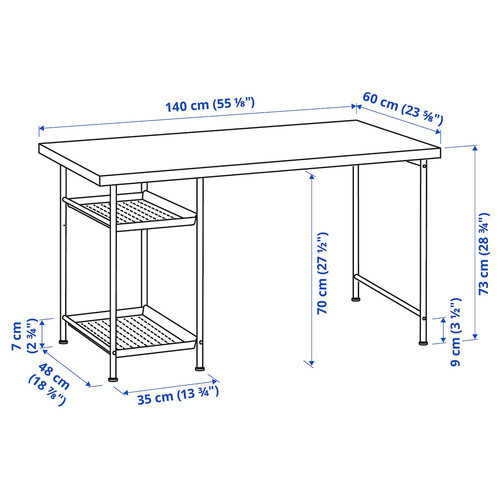 MITTCIRKEL / SPÄND Desk, lively pine effect/black, 140x60 cm