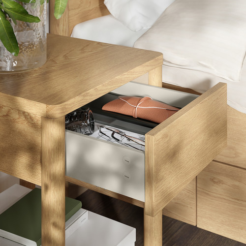 TONSTAD Bedroom furniture, set of 3, incl bed storage/oak veneer, 160x200 cm