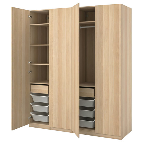 PAX / FORSAND Wardrobe combination, white stained oak effect/white stained oak effect, 200x60x236 cm