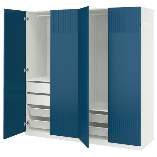 PAX / FYRUDDEN Wardrobe combination, white/white, 200x60x201 cm