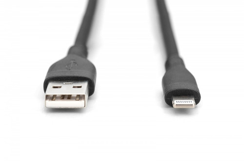 DIGITUS Lightning silicone connection cable, USB-A - Lightning 0.5m, black