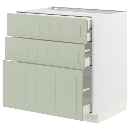 METOD / MAXIMERA Base cb 3 frnts/2 low/1 md/1 hi drw, white/Stensund light green, 80x60 cm