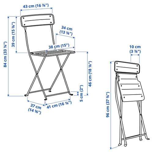 SUNDSÖ Table and 2 folding chairs, outdoor anthracite/anthracite, 65x65 cm