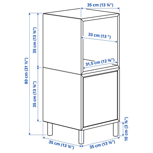 EKET Cabinet combination with legs, dark grey pale yellow/metal, 35x35x80 cm