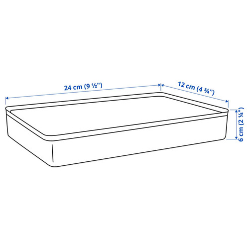HARVMATTA Box with lid, light beige, 12x24x6 cm