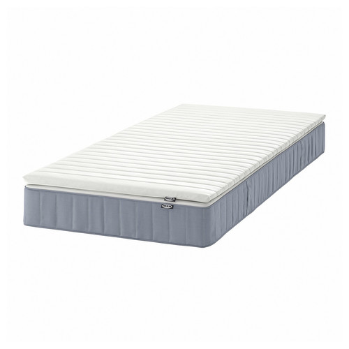 VESTERÖY Mattress and mattress pad, firm light blue/Näsfjället white, Standard Single