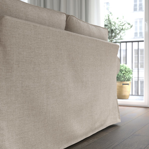 EKTORP 3-seat sofa with chaise longue, Kilanda light beige