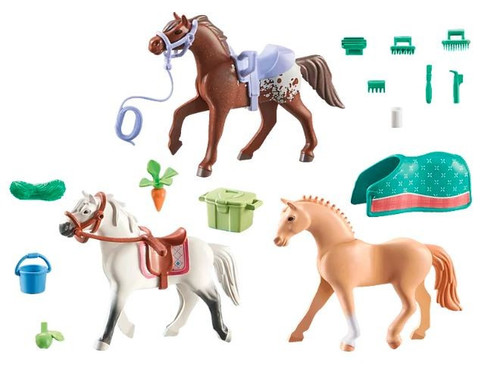 Playmobil Three Horses with Saddles 5+