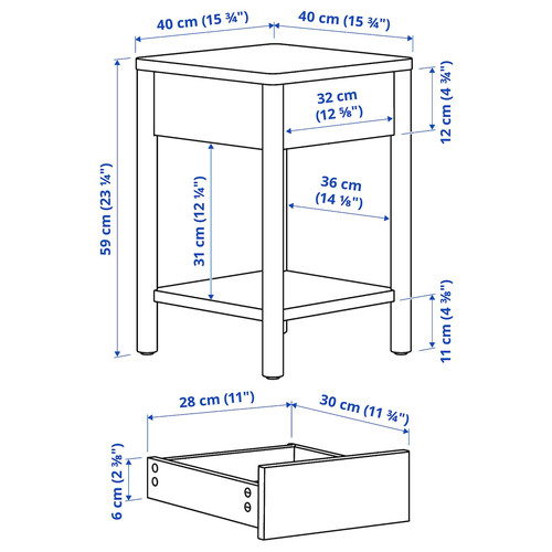 TONSTAD Bedroom furniture, set of 3, off-white, 140x200 cm