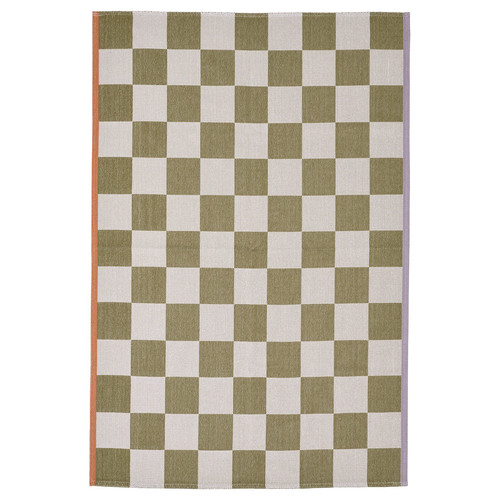 KLASSRUM Rug, flatwoven, white/green, 133x195 cm