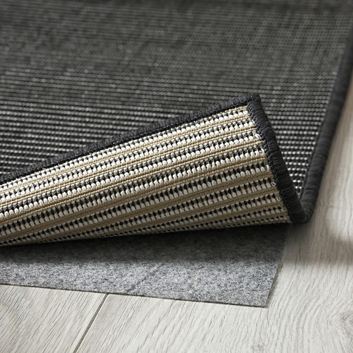 LUFTFARTYG Rug flatwoven, in/outdoor, black/stripe, 160x230 cm