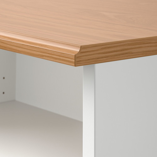 SKRUVBY TV storage combination, white, 216x38x140 cm